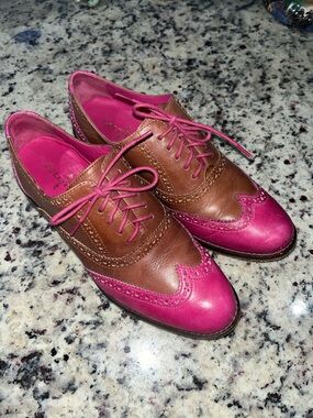 Cole Haan Two-Tone Pink and Brown Wingtip Oxfords